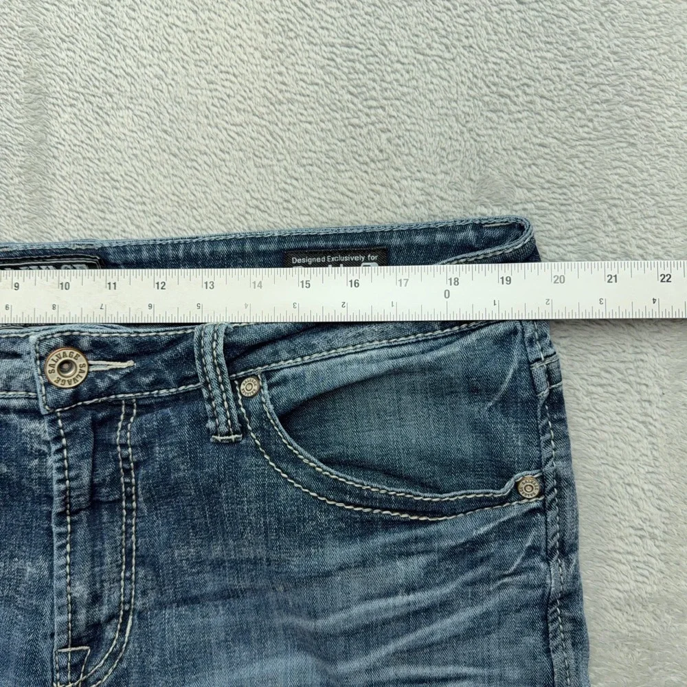 Salvage Jeans Mens 36R Blue Anarchy Relaxed Straight Distressed Acid Wash Denim